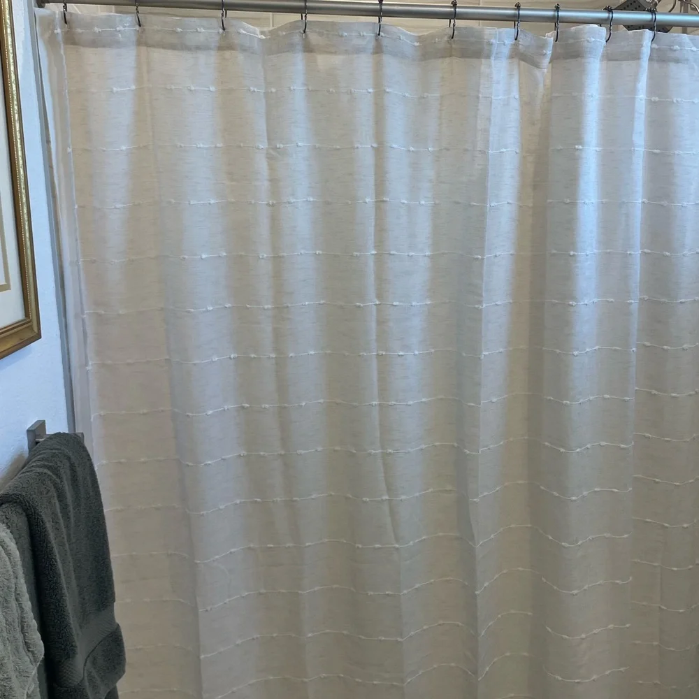 Stylish Farmhouse Textured Sheer Shower Curtain